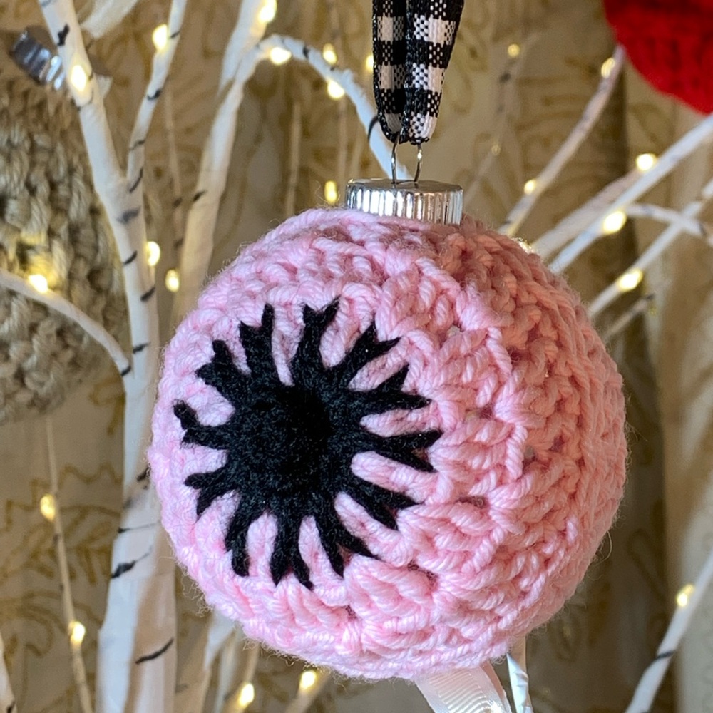 Crocheted Breast Cancer Awareness Boob Ornament